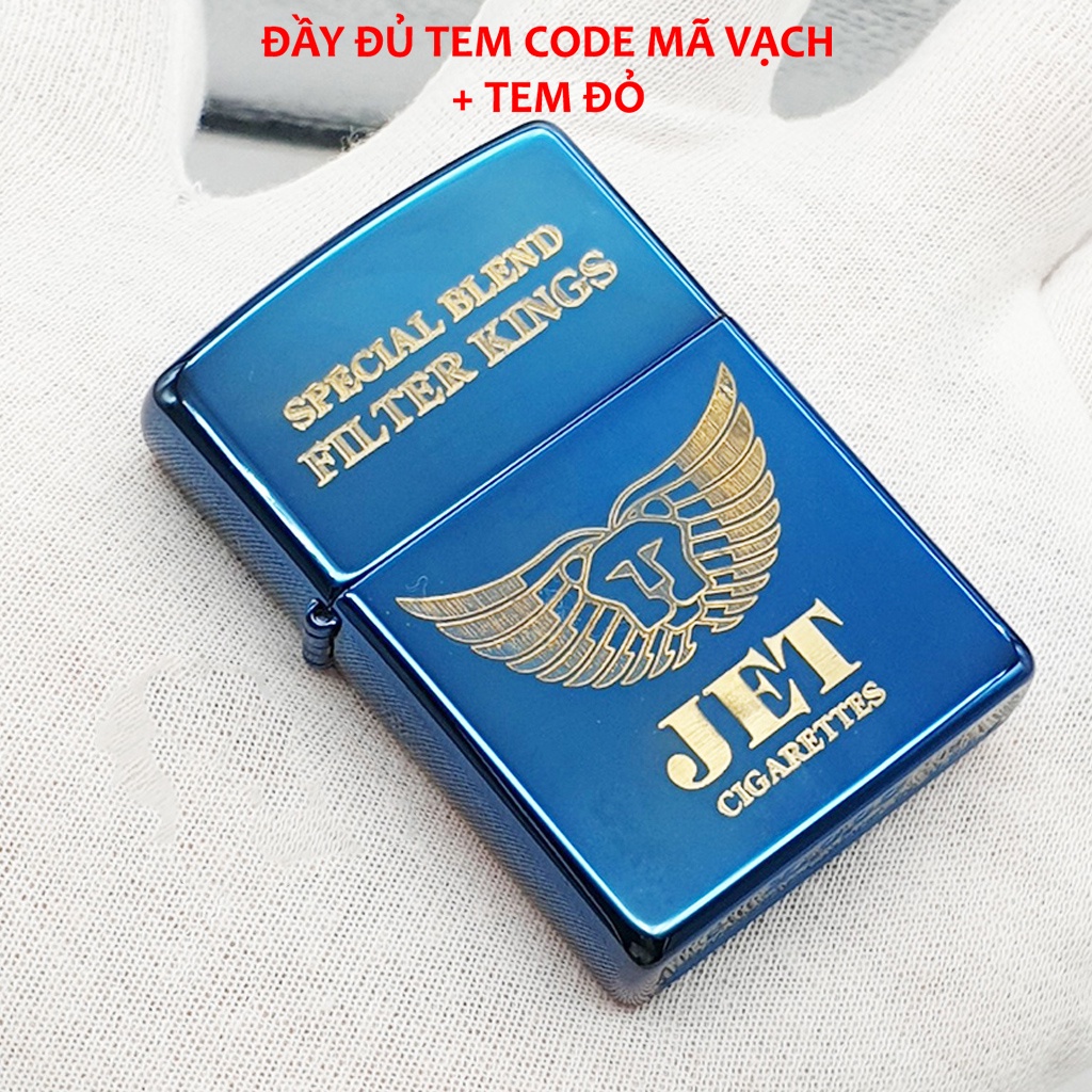 Bật zippo xanh, hộp quẹt Sapphire khắc JET vỏ dày hàng chuẩn Mỹ- KenZ