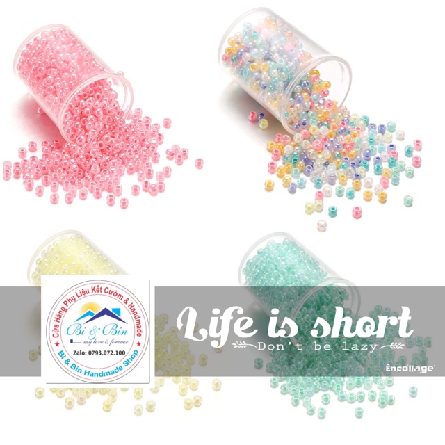 Gói 450g Hạt Cườm 2mm Màu Sữa Bóng Đính Kết Trang Phục Thời Trang, Làm Trang Sức Handmade