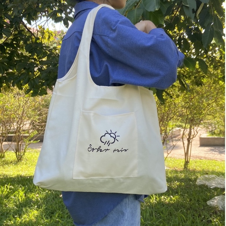 Túi tote HAZIN vải canvas ulzzang unisex họa tiết dễ thương phù hợp đi học đi chơi