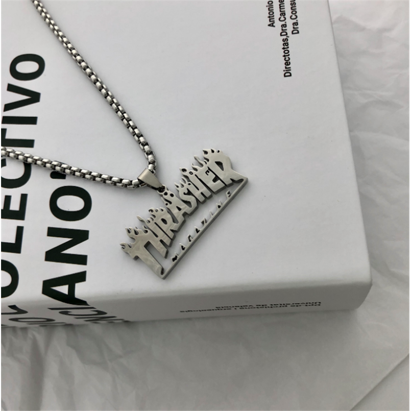 Dây Chuyền Mặt Hình Ngọn Lửa Và Chữ Phong Cách Đường Phố Cá Tính 22389