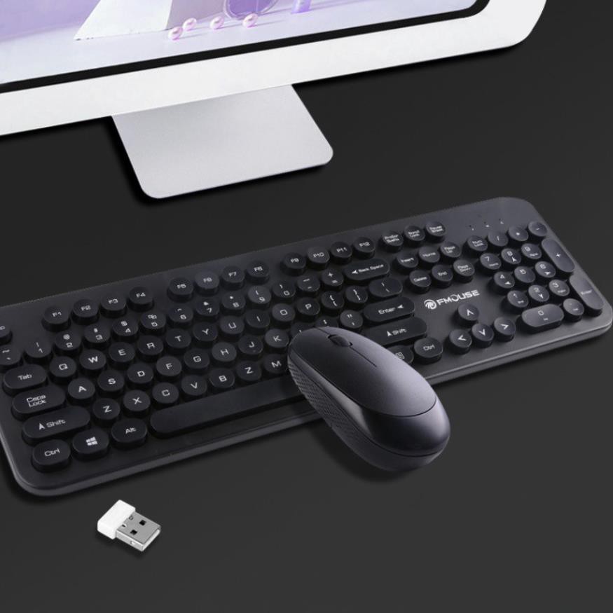 Bộ bàn phím chuột không dây FMOUSE J520 kháng nước cho laptop và máy tính PC Mều shop