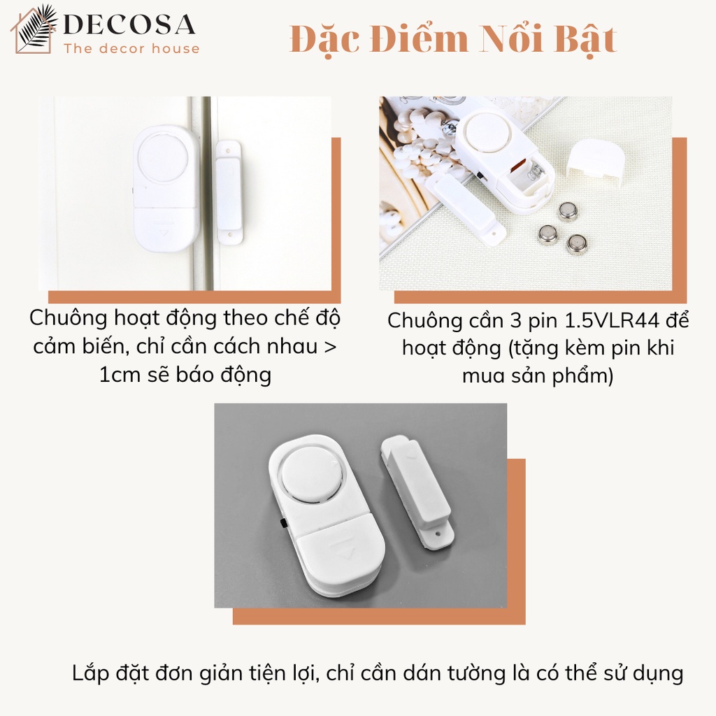 Chuông cảm biến thông minh cảnh báo cửa mở chống trộm DECOSA