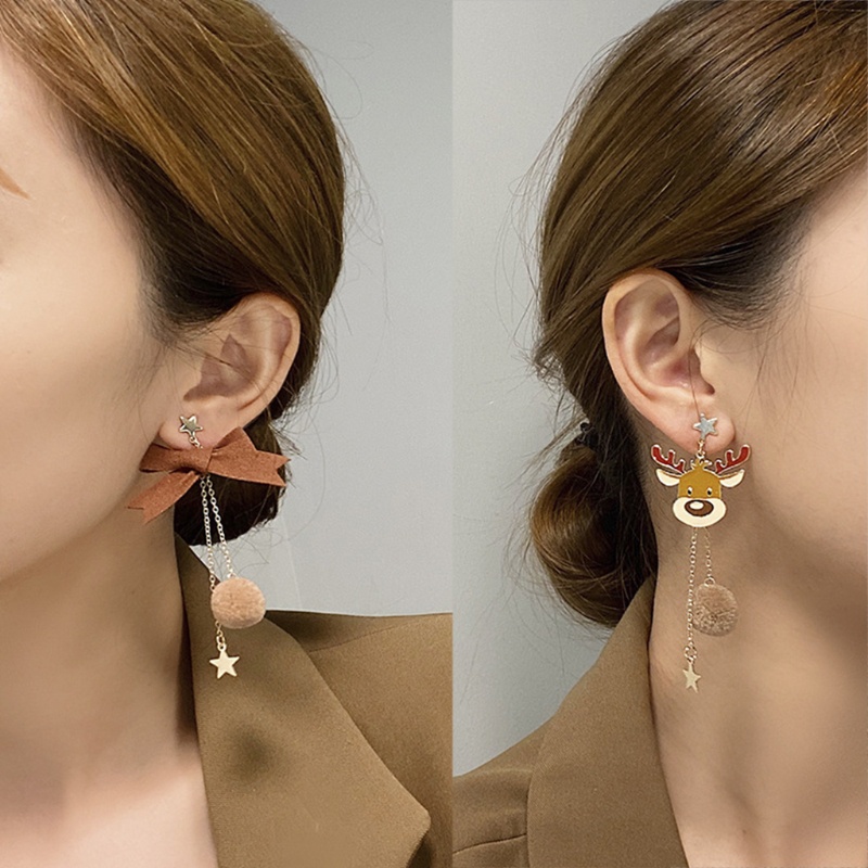 Cặp Bông Tai Tuần Lộc Giáng Sinh Dễ Thương Cho Nữ