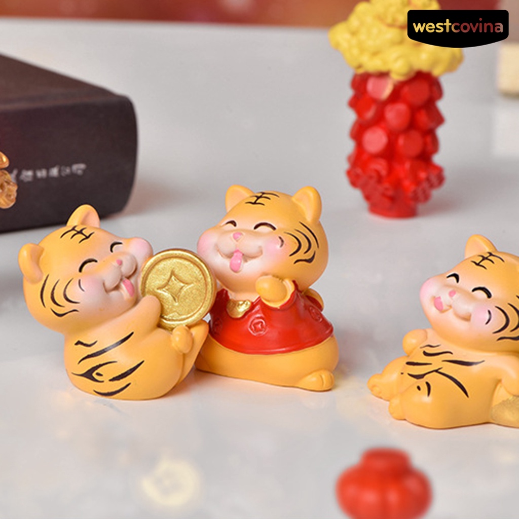 Mô hình hổ mini bằng nhựa resin chống mòn để bàn trang trí nhà cửa