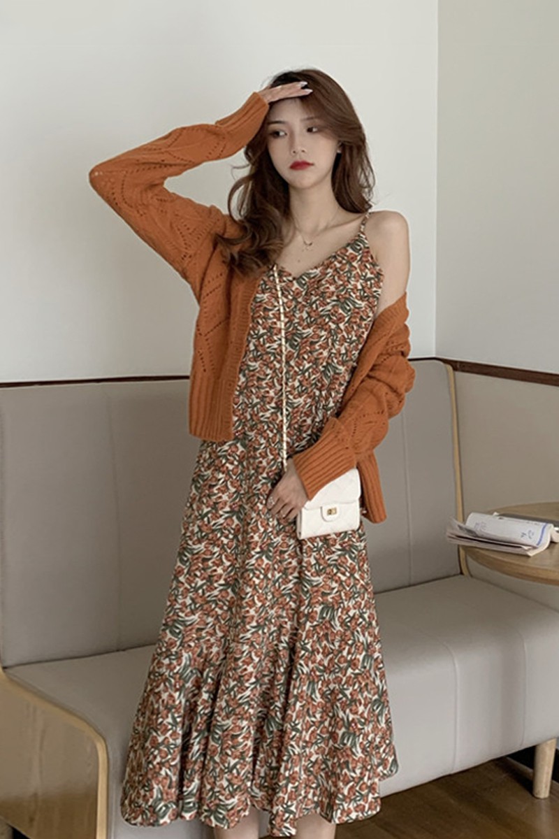 [Có sẵn] Váy 2 dây dáng dài áo cadigan len hàng Quảng Châu nữ tính cá tính ulzzang | BigBuy360 - bigbuy360.vn