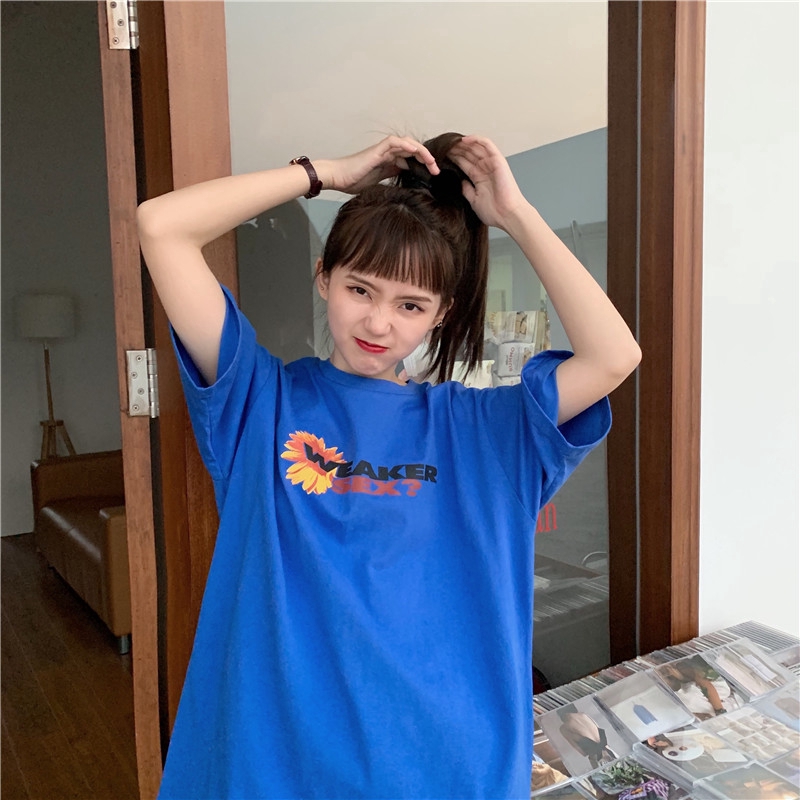 SUXI Áo Thun Dáng Rộng In Hình Hoa Cúc Xinh Xắn Thời Trang Mùa Hè Dành Cho Nữ