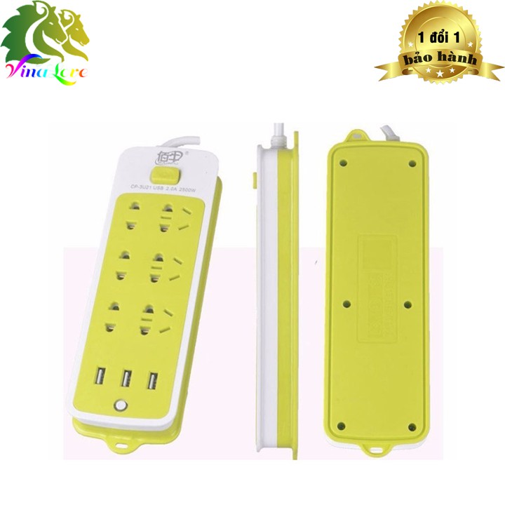 Ổ cắm điện chống giật 6 lỗ 3 cổng usb đa năng 5*