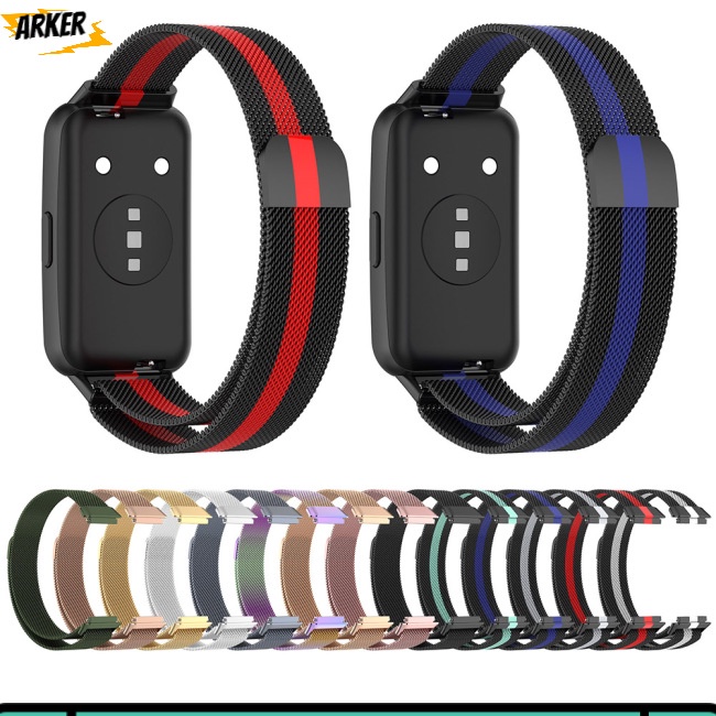 Dây Đeo Thay Thế Chất Liệu Thép Không Gỉ Dạng Lưới Cho Đồng Hồ Huawei Band 7 21cm