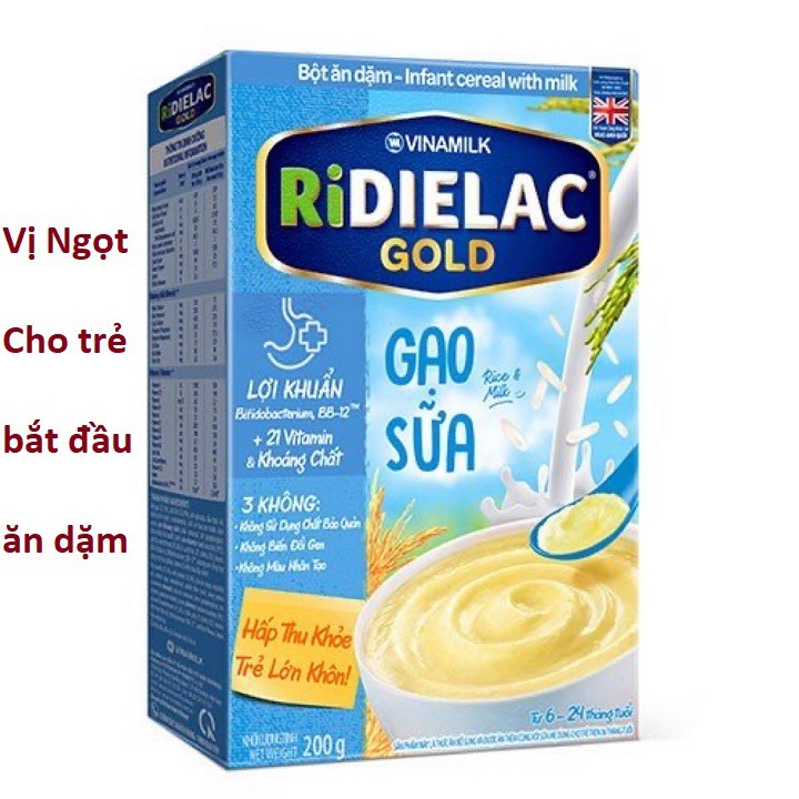 Bột ăn dặm RIDIELAC Vinamilk Đủ Vị hộp giấy 200g ( Date 2023 )