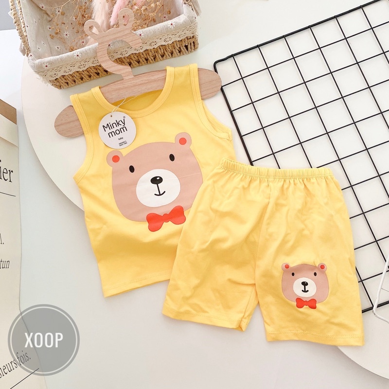 Sale !!! Bộ Ba Lỗ Cotton 100% Hàng Minky  Mom Họa Tiết Lợn-Cam Cho Bé (Size từ 8-18kg) (1471) Shop Phúc YẾn