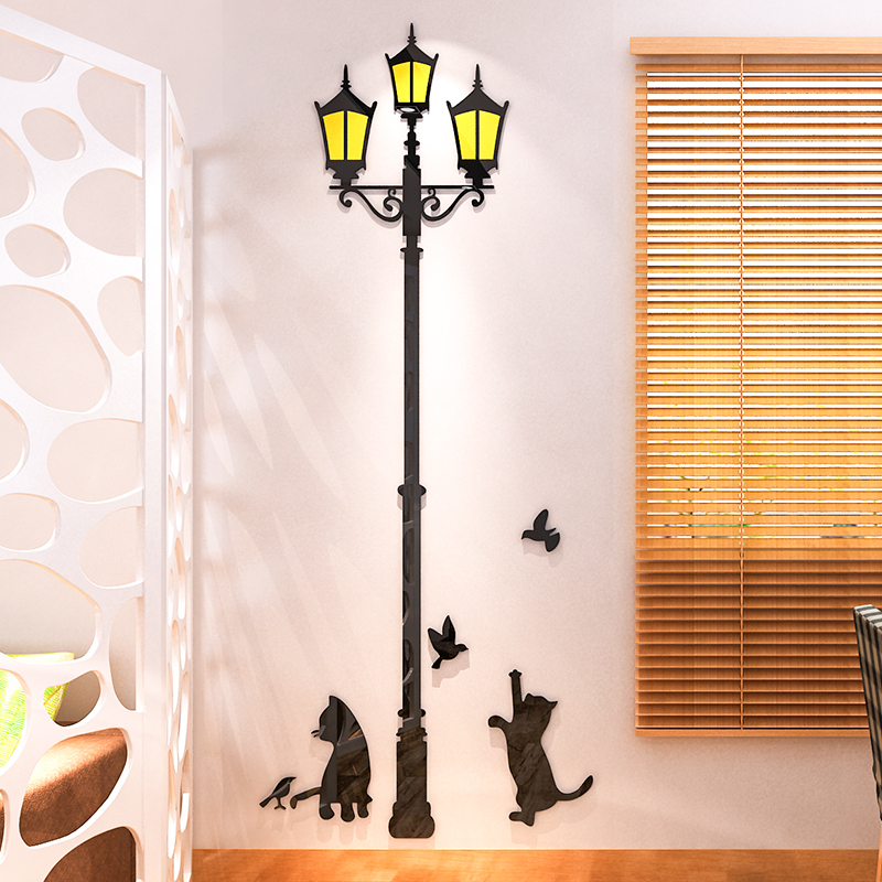 Tranh dán tường mica 3d decor khổ lớn cột đèn trang trí nhà, phòng khách, phòng ngủ Nhiều Size - EPeBen