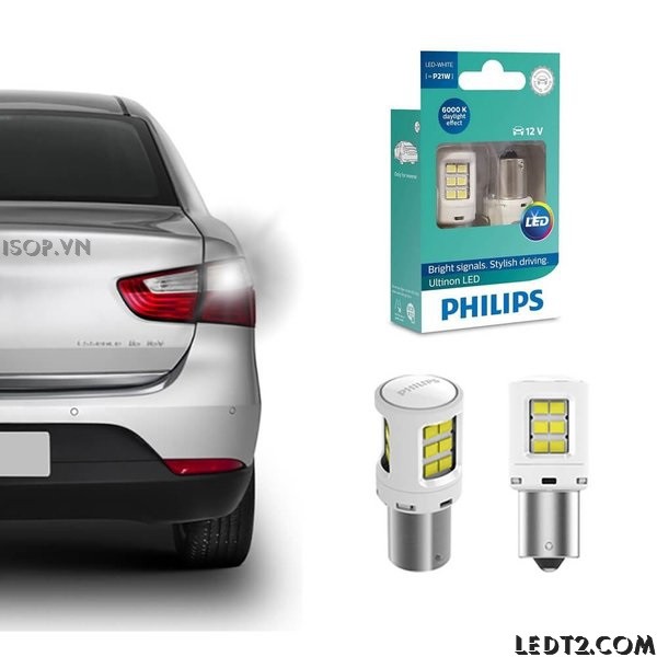 [LEDT2 ISOP] [Bảo hành 5 năm] Đèn phanh, stop, lùi LED Philips Ultinon S25 P21 PY21 [Số lượng: 1 cái]