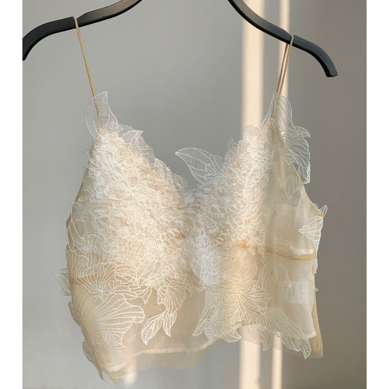 Áo Hai Dây Ngắn Phối Ren Quyến Rũ Thời Trang Mùa Hè Cho Nữ