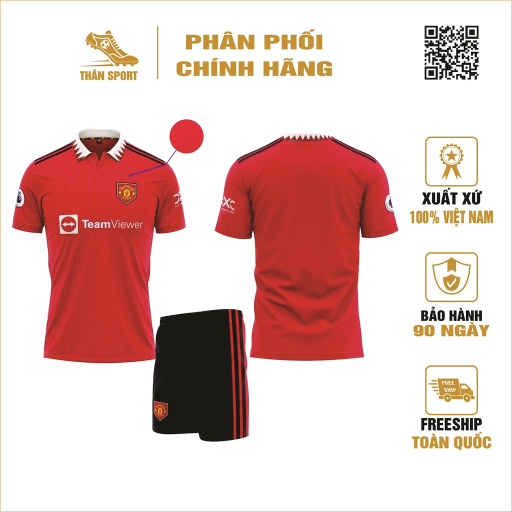 Bộ quần áo bóng đá CLB MU mùa giải 2022-2023, vải đẹp thấm hút mồ hôi, size 45-90kg
