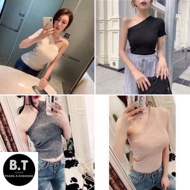 Áo len tăm lệch vai