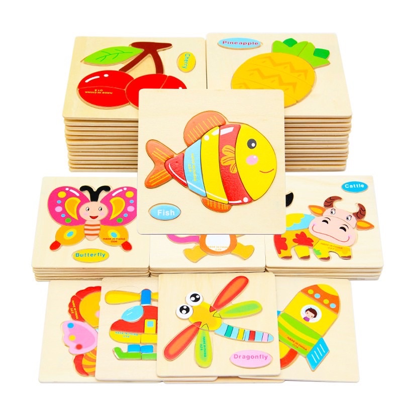 🐳🐳Đồ Chơi Xếp Hình Lắp Ráp Tranh Ghép Gỗ 3D🌹Ngộ Nghĩnh Cho Bé Phát Triển Trí Tuệ