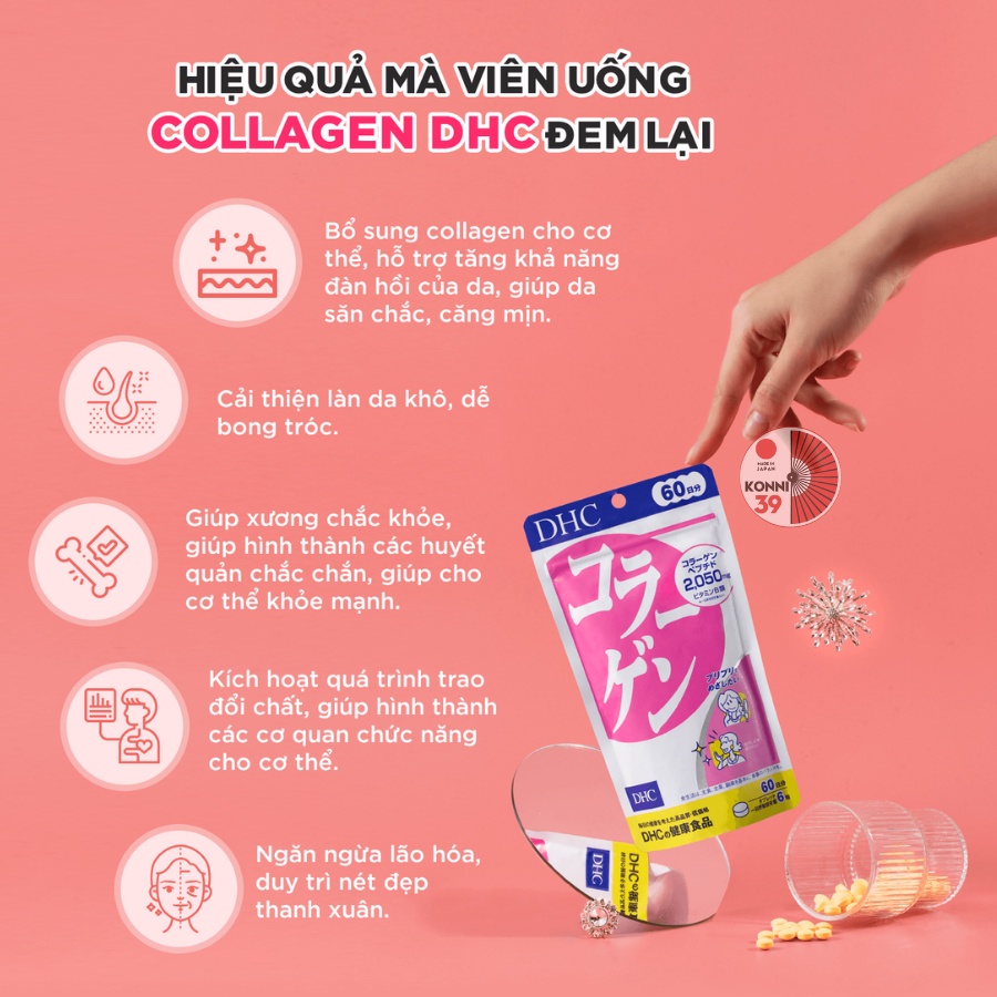 Viên uống làm đẹp da DHC Collagen Nhật Bản 90 Ngày (540 Viên) giúp da mịn màng- Konni39