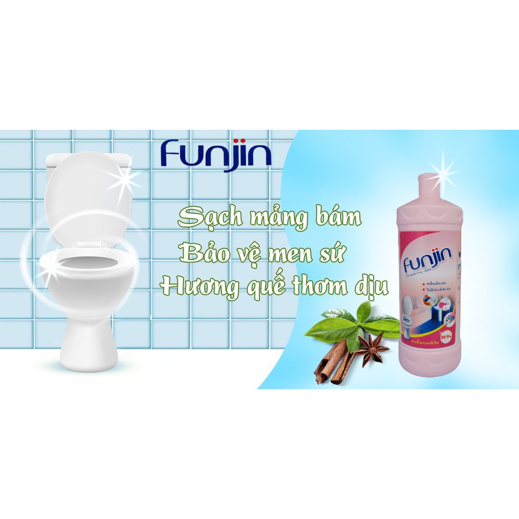 Tẩy bồn cầu WC Funjin Hương quế, sạch vết bẩn, khử mùi hôi, diệt vi khuẩn 1 Lít