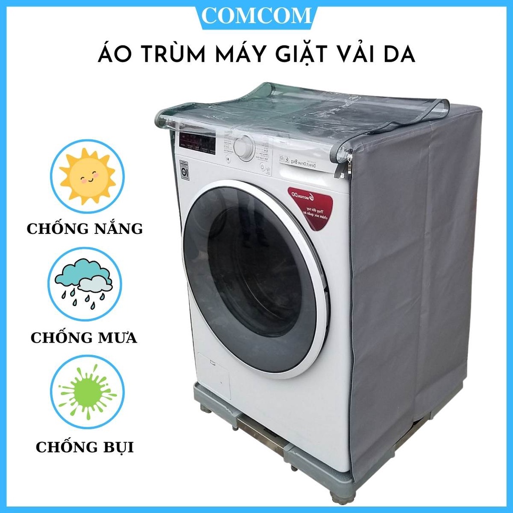 Áo trùm máy giặt lồng ngang (cửa trước)  - chất liệu bọc máy giặt Vải DA cao cấp chống nắng, chống mưa vượt trội