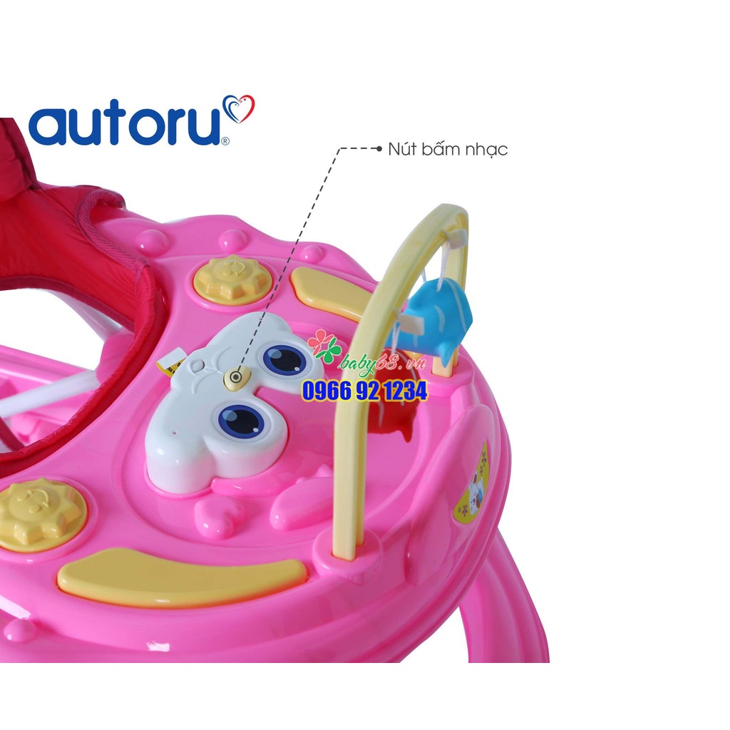 Xe tập đi nhựa hình thỏ Autoru AUBW04 - có nhạc, cây đẩy và lót chân