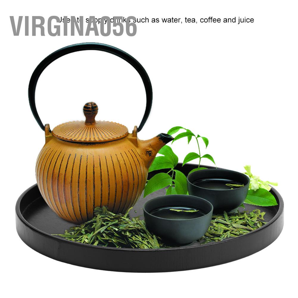 Khay trà hình tròn bằng gỗ màu đen thanh lịch sử dụng tại gia đình văn phòng