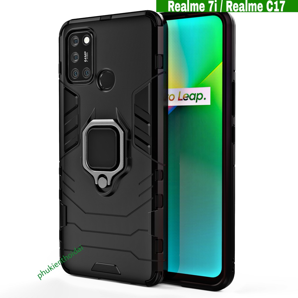 Ốp lưng Realme C20 / Realme C17 chống sốc Iron Man Iring cao cấp giá đỡ xem phim thời trang cao cấp