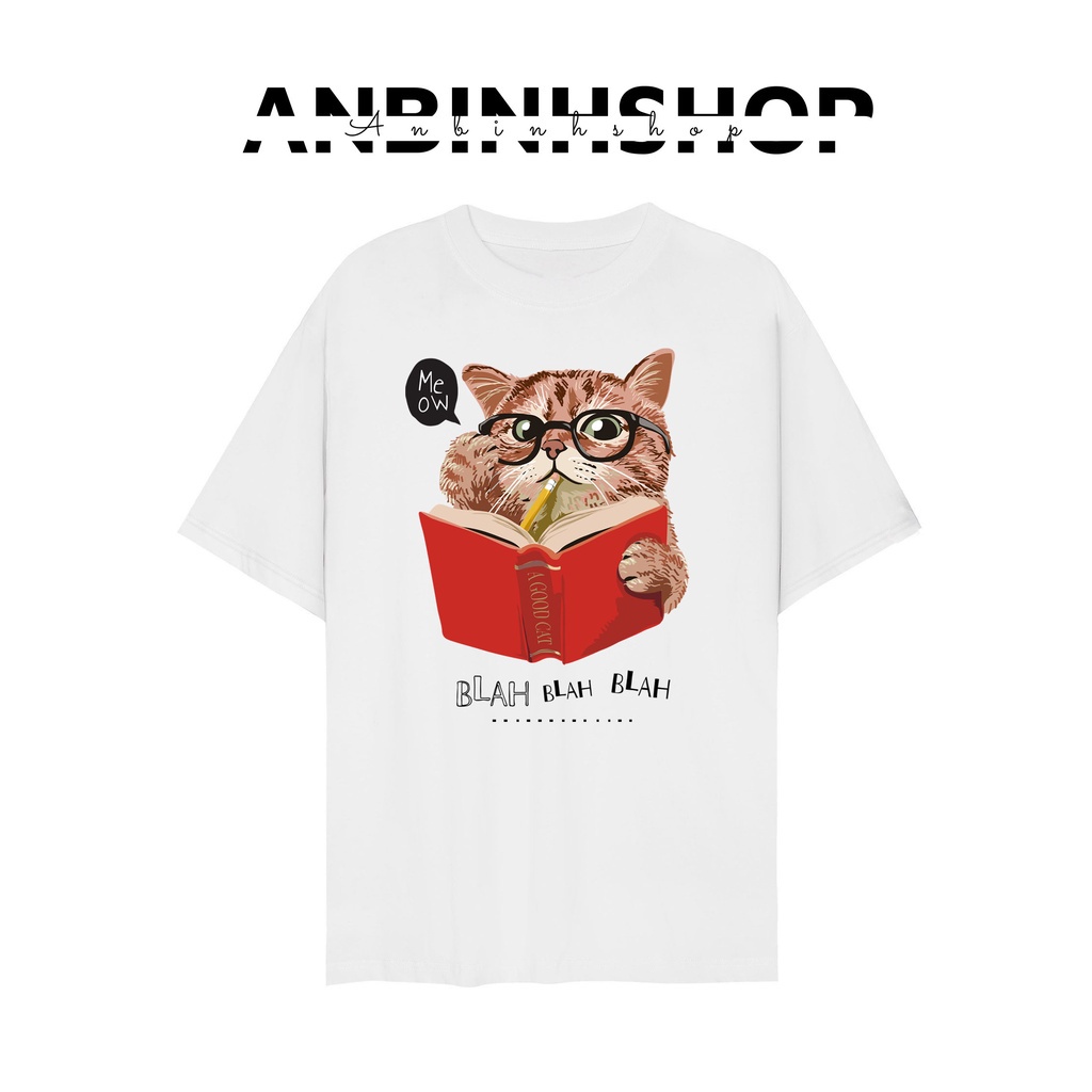Áo thun unisex in hình Mèo hoàng thượng đeo kính cực ngầu chất vải thun mềm mịn mát