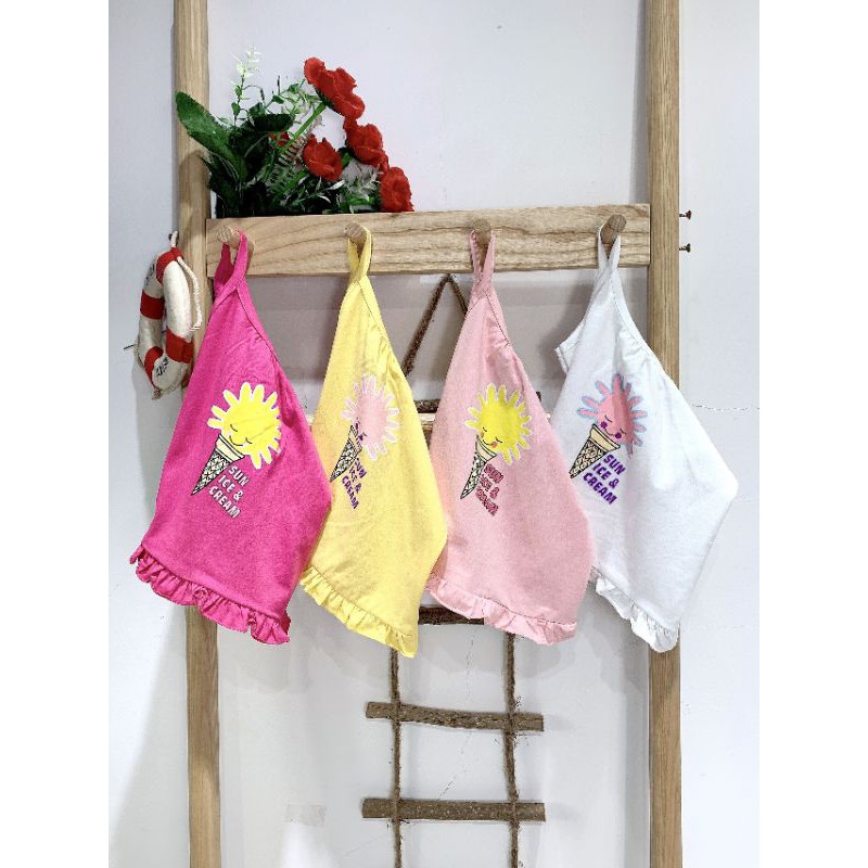 Áo 2 dây cotton sài gòn Bb Angel cực xinh có bèo gấu (CÓ ẢNH MẪU MẶC)