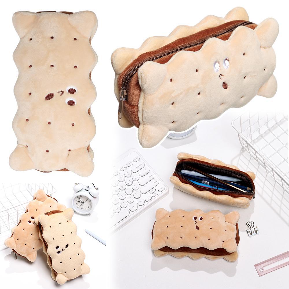 KAREN Túi Đựng Bút Phối Lông Cỡ Lớn Hình Bánh Sandwich Dễ Thương Cho Bé Gái