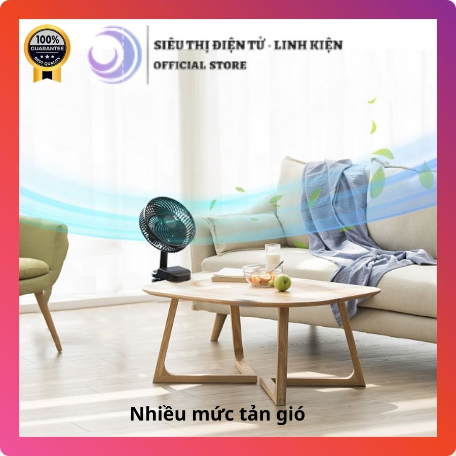 Quạt tích điện mini dung tích 10000mAh, quạt nhựa để bàn ABS cao cấp tích hợp cổng USB