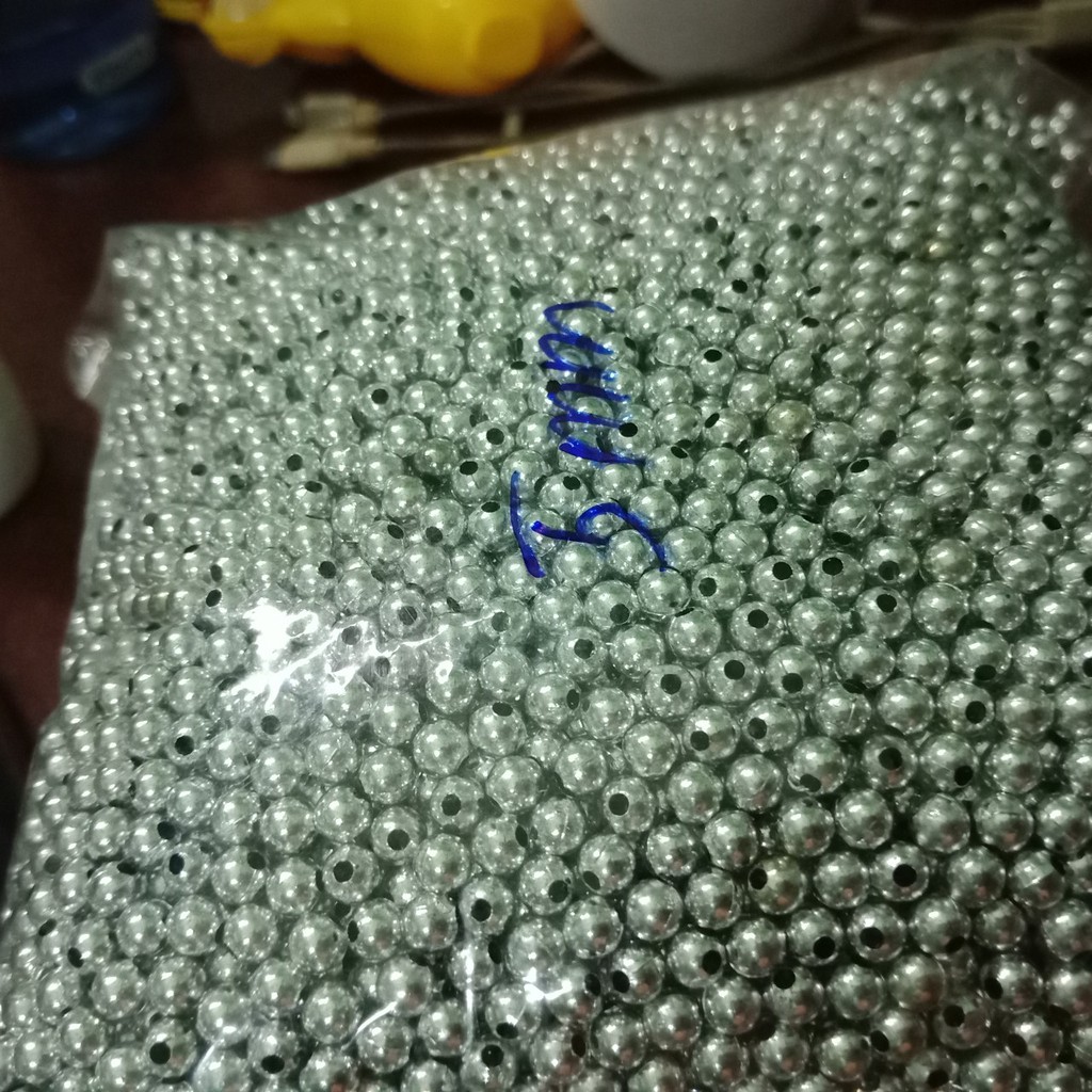 10/25/50gam Hạt bẹt bạc si nhựa nhiều size 3/4/5/6/8/10mm