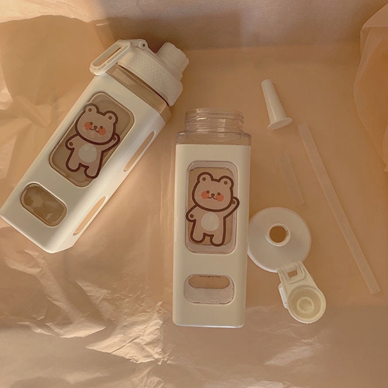 Bình Nước 700ML 900ML Bằng Nhựa Chống Rò Rỉ Kích Thước Lớn Có 5 Màu Tùy Chọn