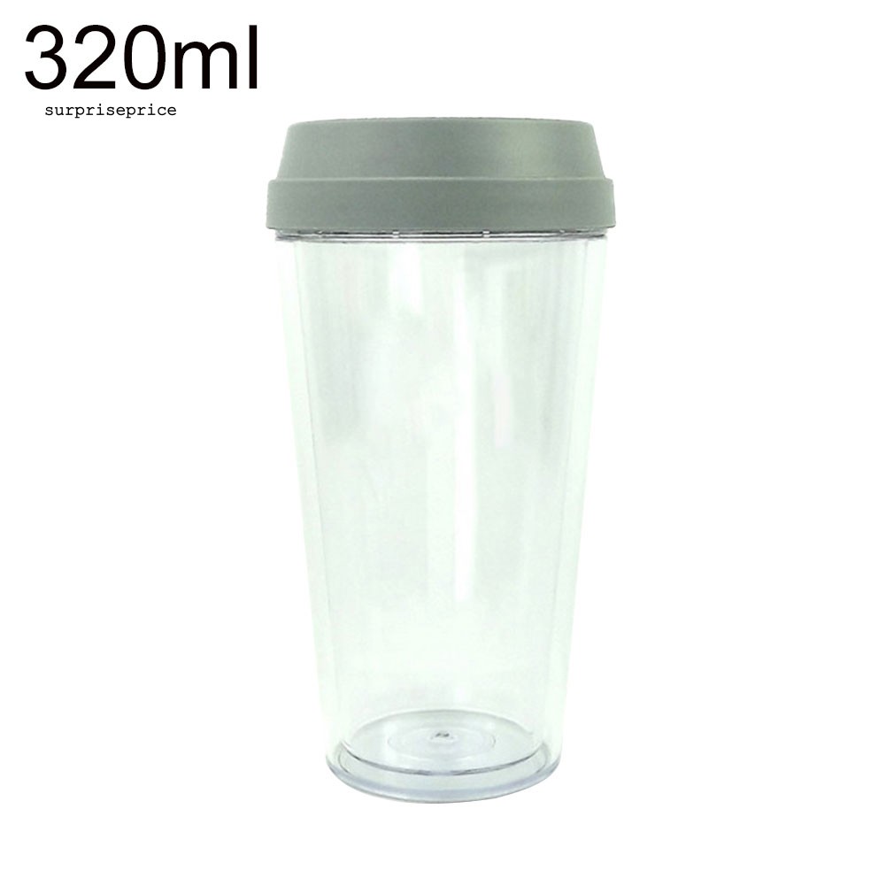 Ly Uống Nước Nhựa Trong Suốt 320 / 420ml Có Nắp Đậy Tiện Dụng