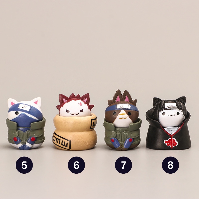 Mô hình mèo mô phỏng nhân vật naruto, mô hình naruto decor bàn làm việc