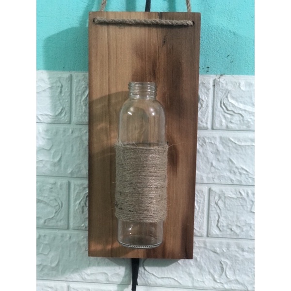 Bảng gỗ treo tường kèm lọ hoa thuỷ tinh,decor trang trí phòng khách phòng bếp ban công,cửa sổ,quán cafe