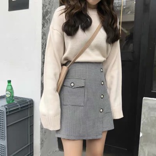 Chân váy kẻ túi hộp