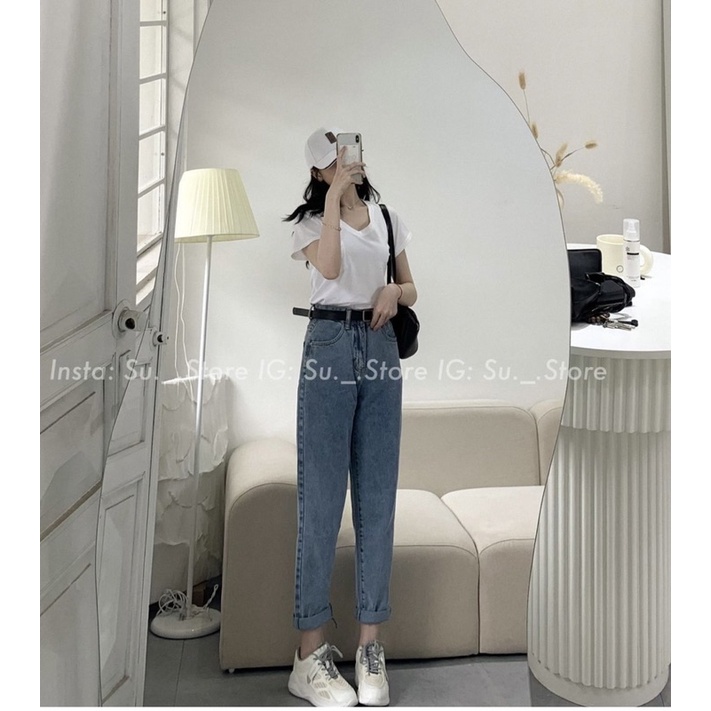 [Ảnh thật/Video]Áo phông cổ tim chất Xước dày dặn hàng loại 1 Áo thun dáng vừa basic