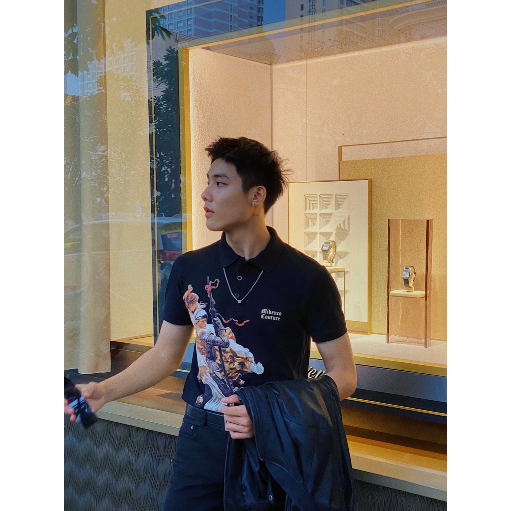 Áo Polo Mikenco BLIND FOR LOVE vải cao cấp tay lỡ nam nữ phong cách trẻ trung, mặc form cực đẹp