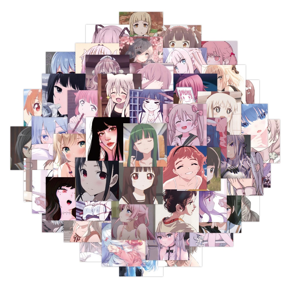 Bộ 120/60 Miếng Dán Hình Cô Gái Anime Dễ Thương Dùng Trang Trí Laptop/Điện Thoại/ Ván Trượt