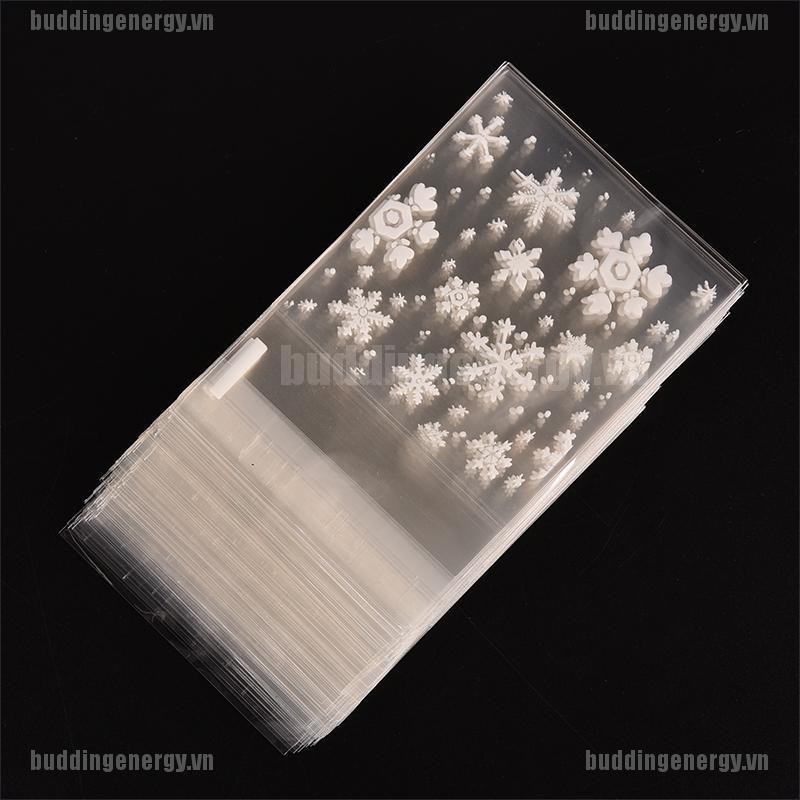 Bộ 100 Túi Nhựa Đựng Bánh Kem Hình Bông Tuyết Dễ Thương