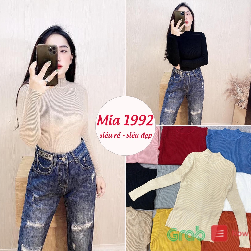 Áo len nữ MIA 1992 cao cấp - áo len tăm nữ cổ 3p dày dặn không bai không xù hàng Quảng Châu loại 1