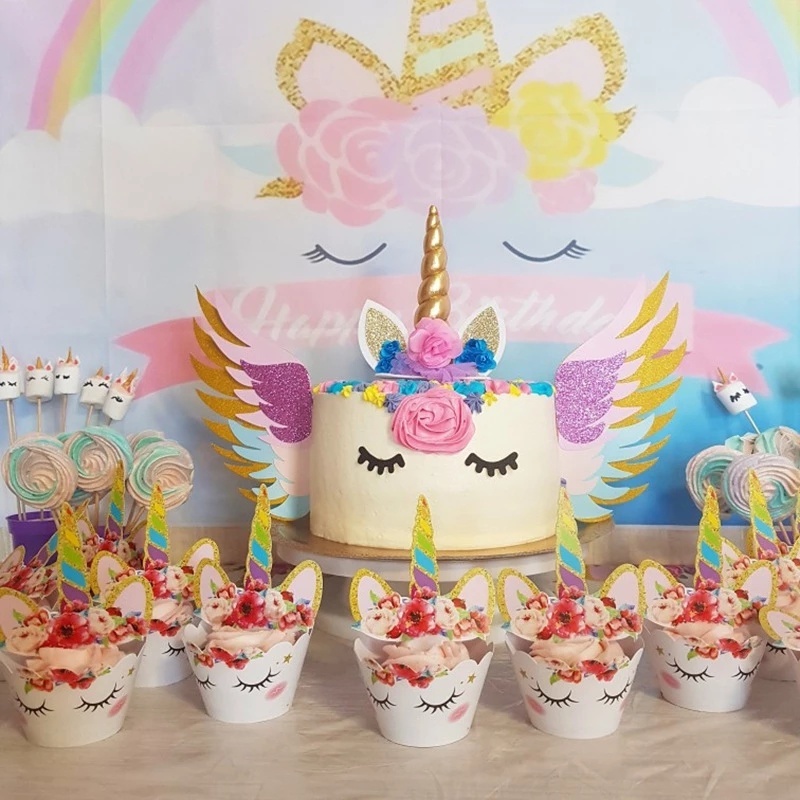 Set 24 Giấy Gói Bánh Cupcake Hình Kỳ Lân Dễ Thương