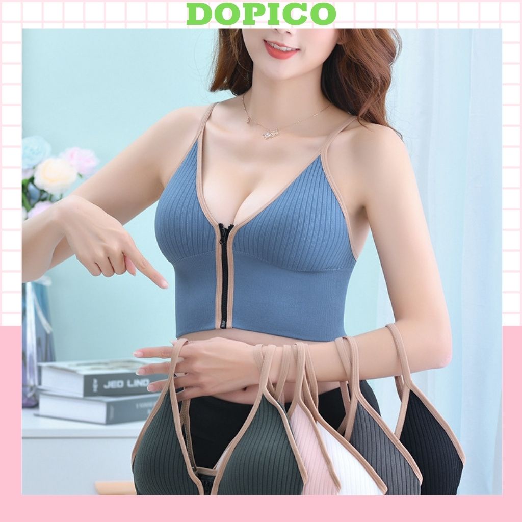 Áo bra nữ tập gym thể thao yoga 2 dây đẹp , áo lót nữ không gọng khóa kéo trước nâng ngực DOPICO  B3309