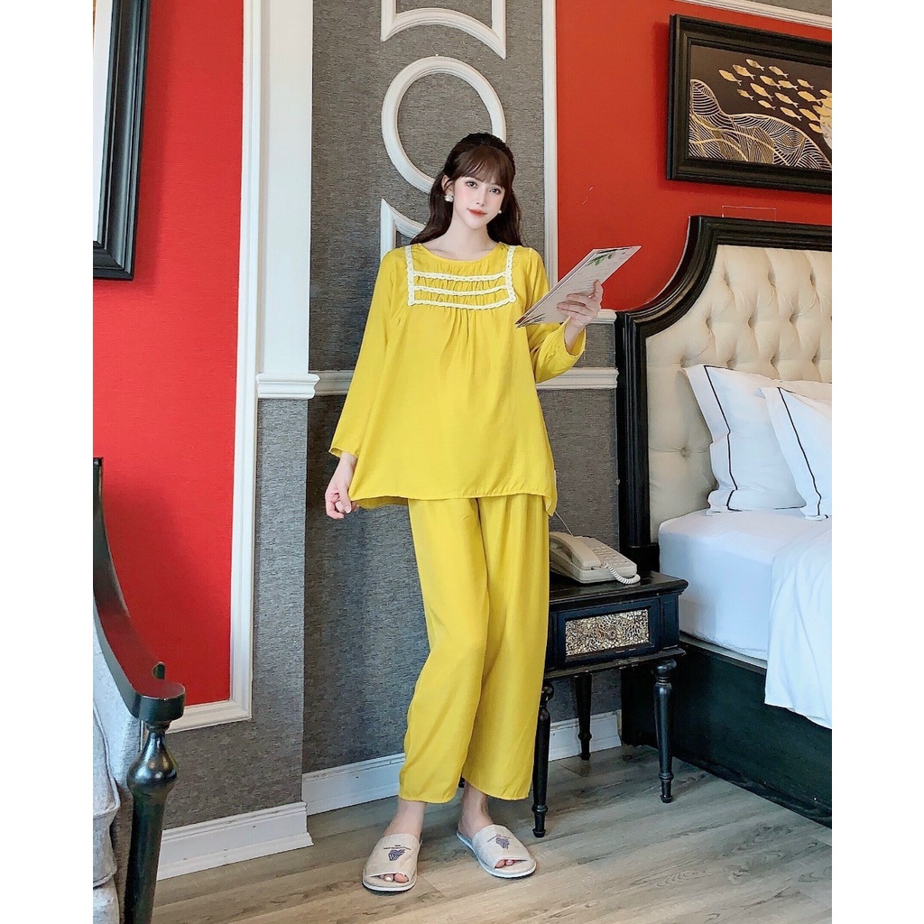 Bộ đồ bầu dài tay ba ren ngực kết hợp sau sinh M555 Mom and Baby