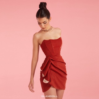 ĐẦM CORSET NHÚN SƯỜN - CAM ĐẤT