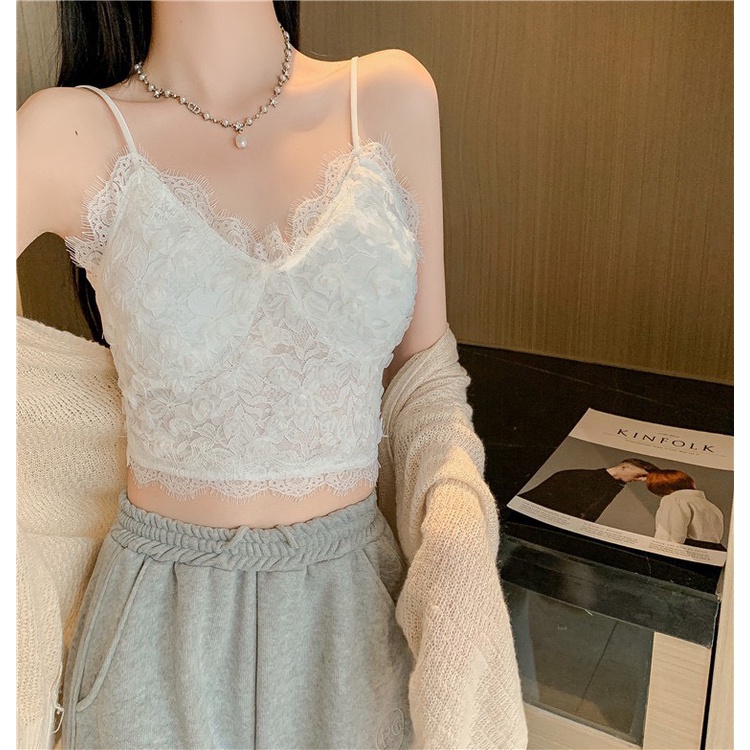Áo Bra Nữ 2 Dây Hoa Hồng Nổi Dáng Croptop Sexy m3135
