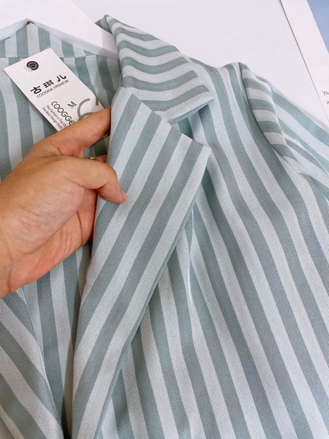 ÁO VEST-BLAZER KẺ XANH MINT VNXK | BigBuy360 - bigbuy360.vn