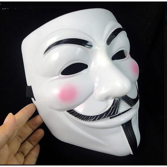 Mặt nạ Hacker mặt nạ Anonymous hóa trang (Trắng)