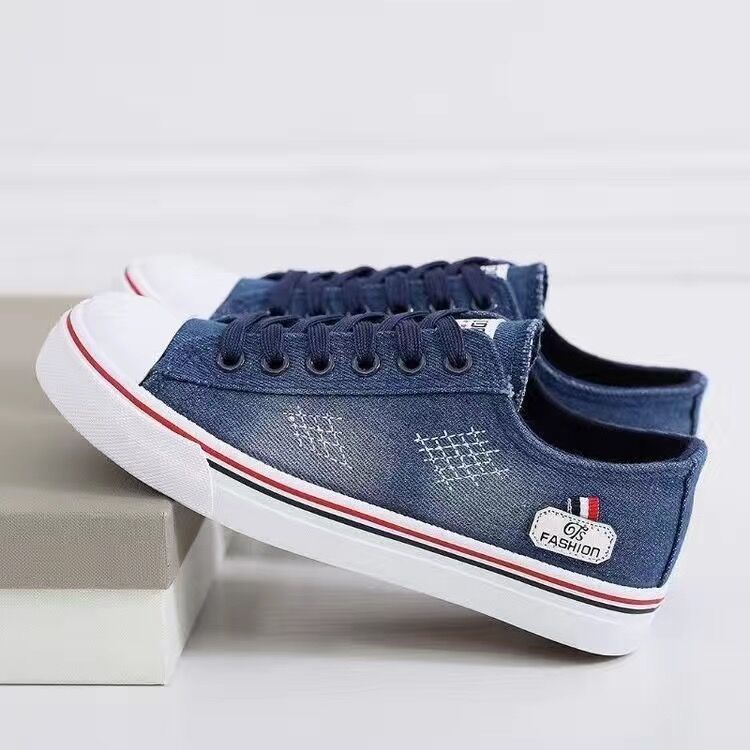Giày Thể Thao Vải denim Cổ Thấp Thời Trang Hàn Quốc Mới