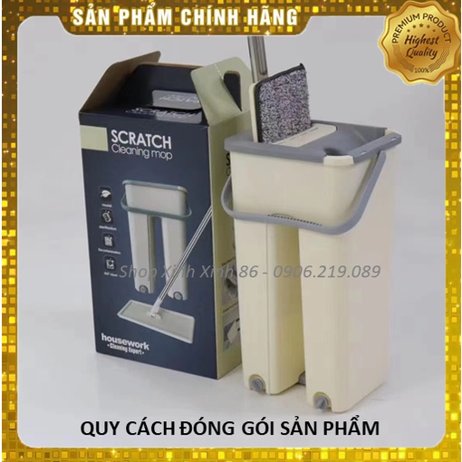 [TẶNG 2 BÔNG LAU] Cây Lau Nhà Thông Minh Tự Vắt Đầu Xoay 360 Độ Ngăn Giặt - Vắt Riêng Biệt Siêu Sạch